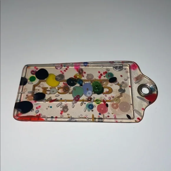 🥳🎉 3.5" Coach Poppy XL Multicolor Confetti Lucite Hangtag Bag Fob Charm Keychain - Picture 9 of 12